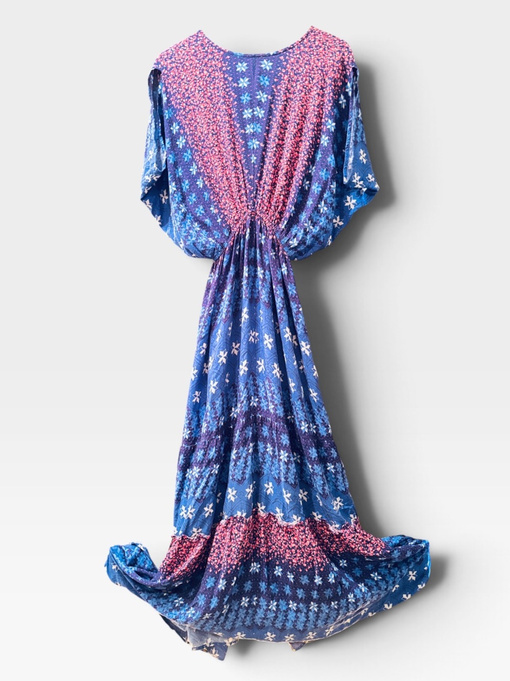 Easel Los Angeles Bohemian Floral Patchwork Cinch Waist Maxi Dress Size Medium